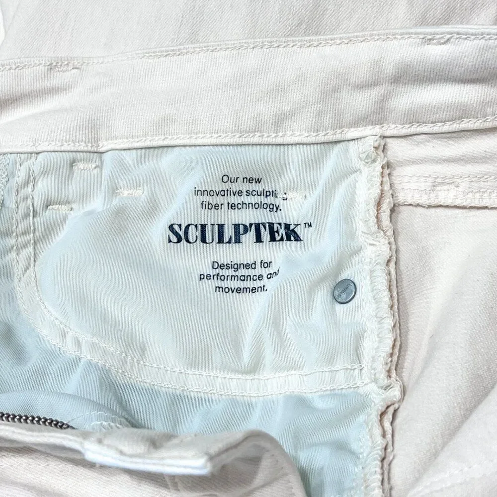 Athleta Sculptek Flex Straight Leg Ankle Stretch Denim Jean in Bone Size 16